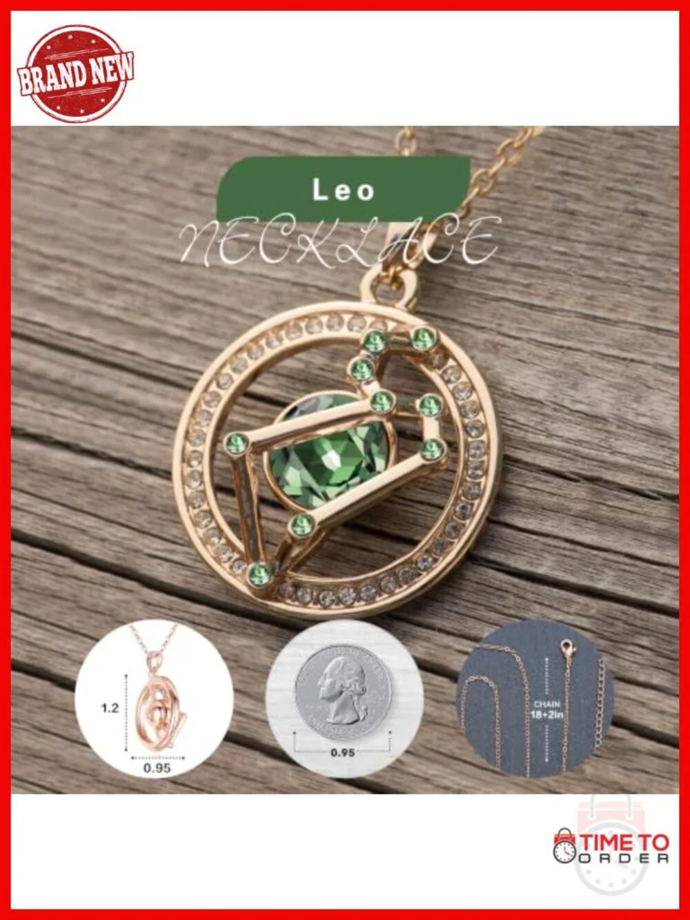 Premium Crystal Zodiac Pendant Necklace Rose Gold Plated 18